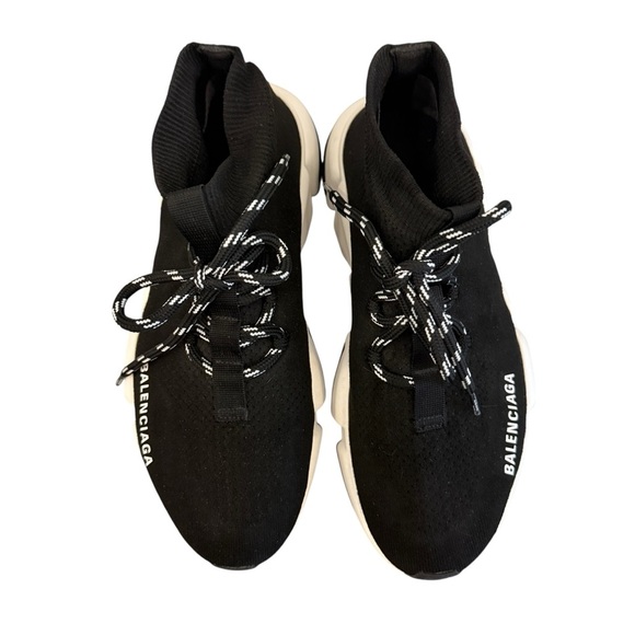 Balenciaga Black and White Speed Trainers - Picture 5 of 9